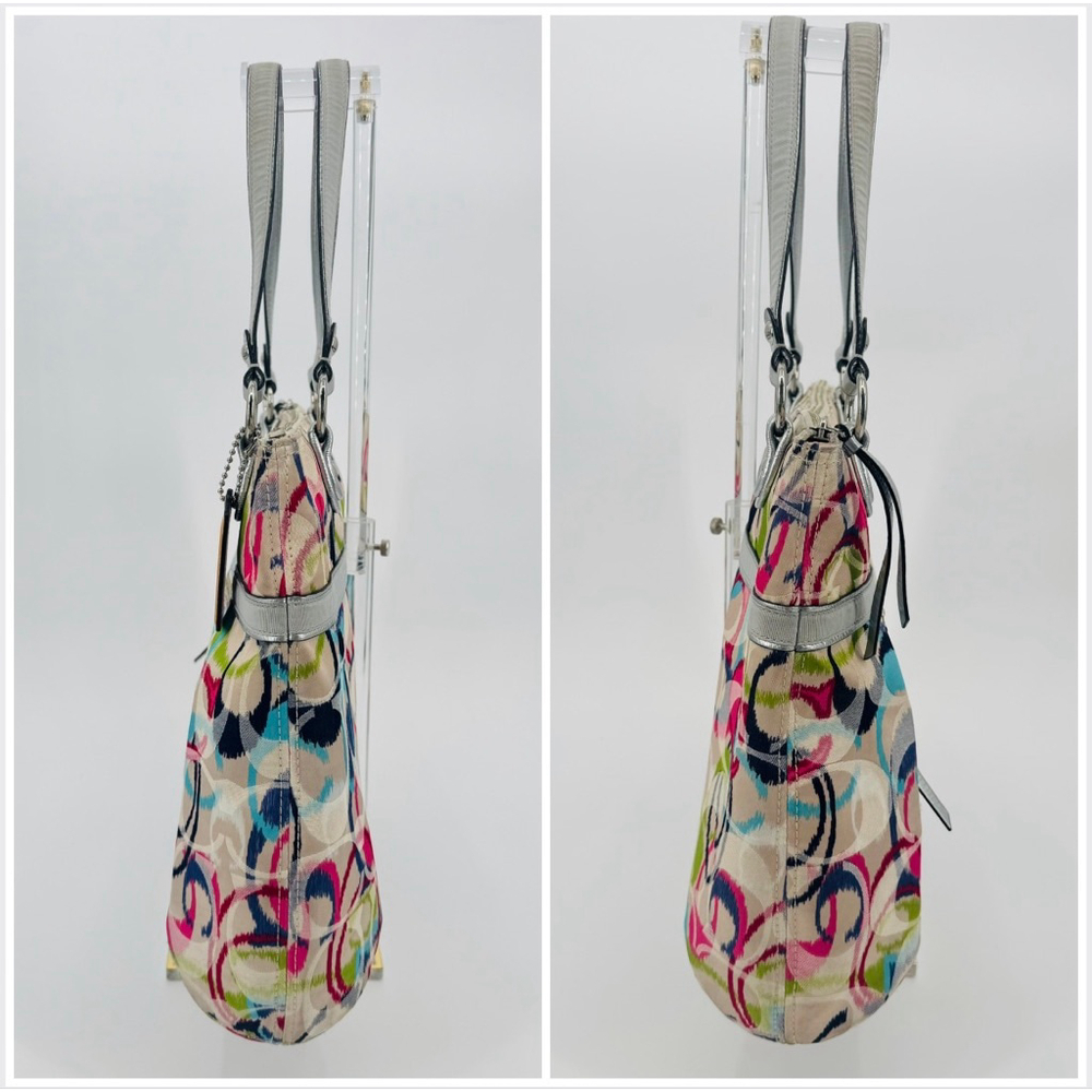 Coach Ikat Signature C Glam Ikat Shoulder Bag Multicolor Silver - Picture 3 of 11